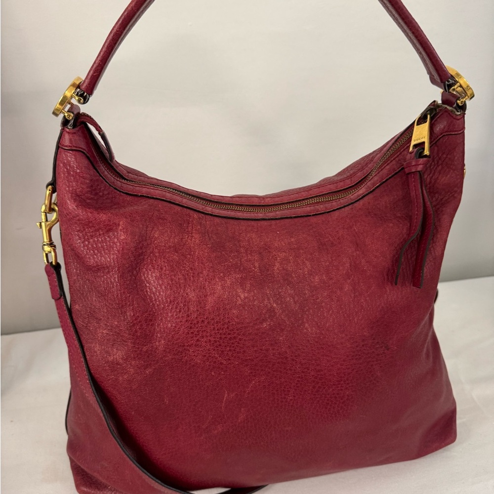 Gucci Red Leather Miss GG Hobo Bag